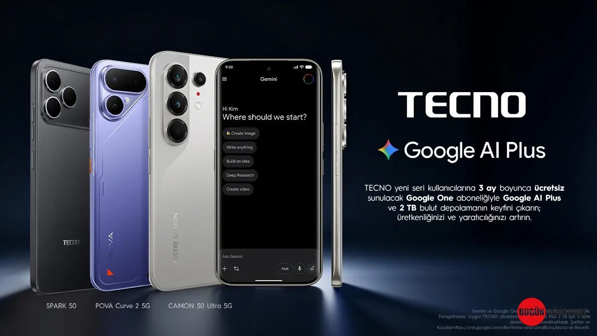 Dijital Geleceğe Akıllı Adım: TECNO ve Google'dan Kullanıcılara 3 Aylık Yapay Zeka Ziyafeti!